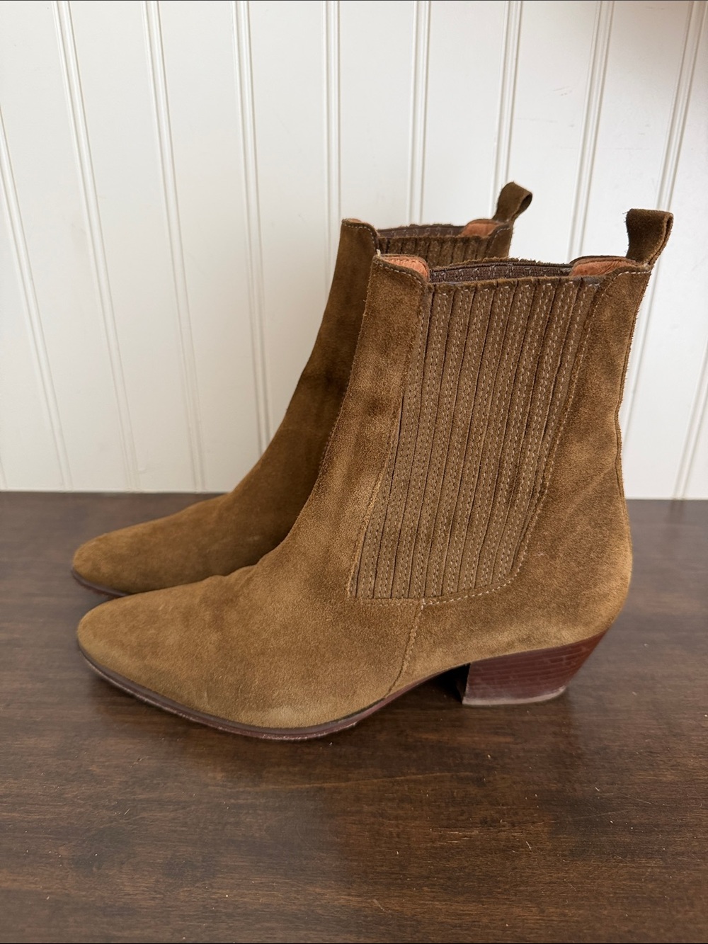 Sandro Brown Suede Chelsea Booties